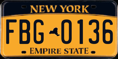 NY license plate FBG0136