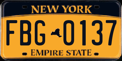 NY license plate FBG0137