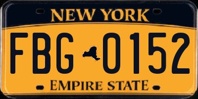 NY license plate FBG0152