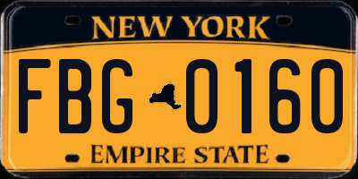NY license plate FBG0160