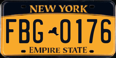NY license plate FBG0176