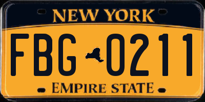 NY license plate FBG0211