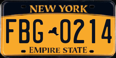 NY license plate FBG0214