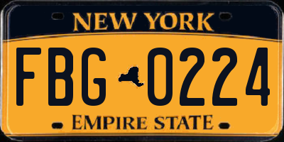 NY license plate FBG0224