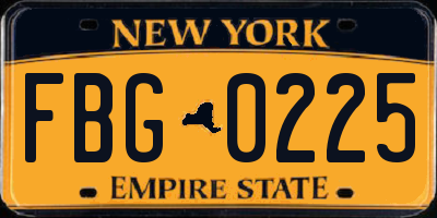 NY license plate FBG0225
