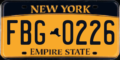 NY license plate FBG0226