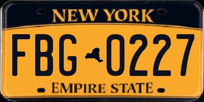 NY license plate FBG0227