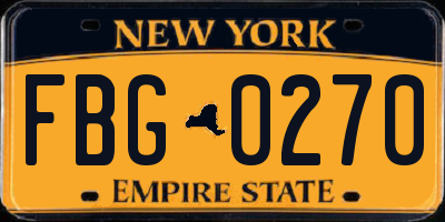 NY license plate FBG0270