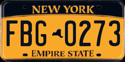 NY license plate FBG0273