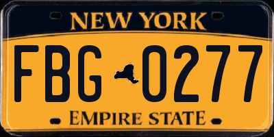 NY license plate FBG0277