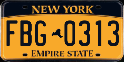 NY license plate FBG0313