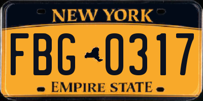 NY license plate FBG0317