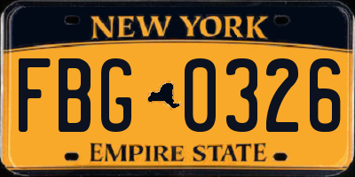 NY license plate FBG0326