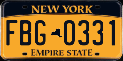 NY license plate FBG0331