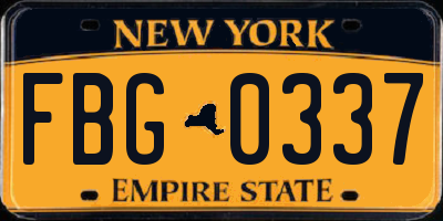 NY license plate FBG0337