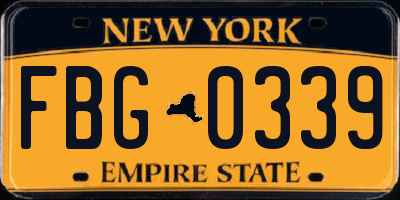 NY license plate FBG0339