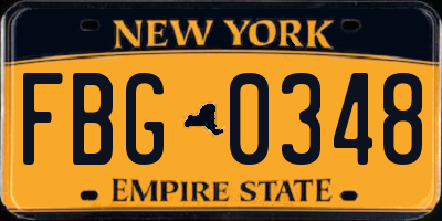 NY license plate FBG0348