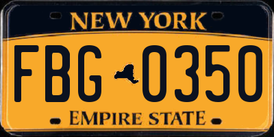 NY license plate FBG0350