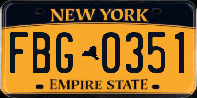 NY license plate FBG0351