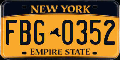 NY license plate FBG0352
