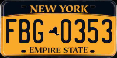 NY license plate FBG0353