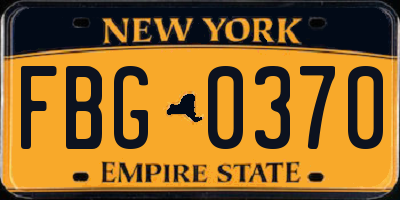 NY license plate FBG0370
