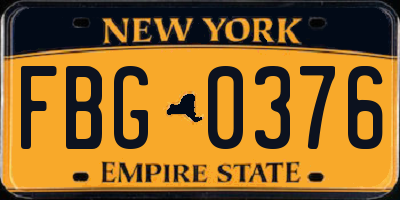 NY license plate FBG0376