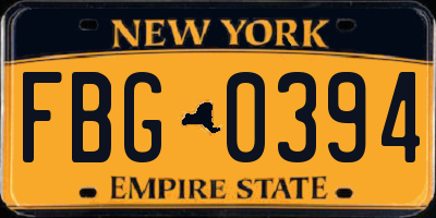NY license plate FBG0394