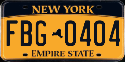 NY license plate FBG0404