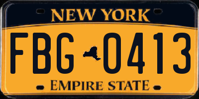 NY license plate FBG0413