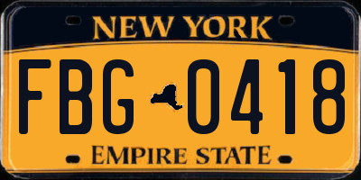 NY license plate FBG0418