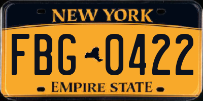 NY license plate FBG0422