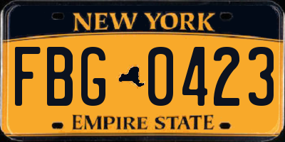 NY license plate FBG0423