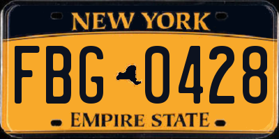 NY license plate FBG0428