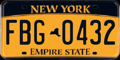 NY license plate FBG0432