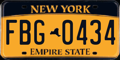 NY license plate FBG0434
