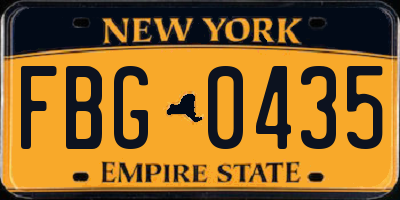 NY license plate FBG0435