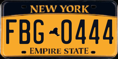 NY license plate FBG0444