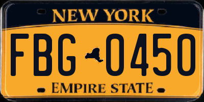 NY license plate FBG0450