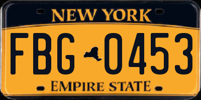 NY license plate FBG0453