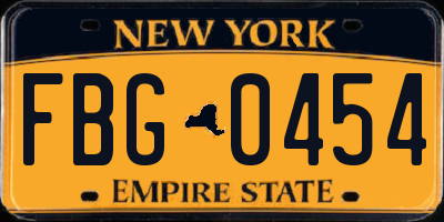 NY license plate FBG0454