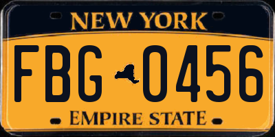 NY license plate FBG0456