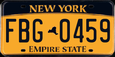 NY license plate FBG0459