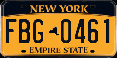NY license plate FBG0461