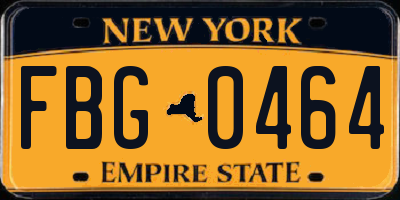 NY license plate FBG0464