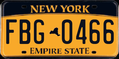NY license plate FBG0466