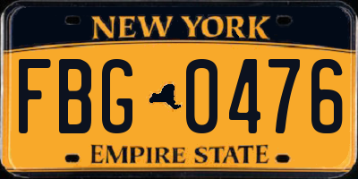 NY license plate FBG0476