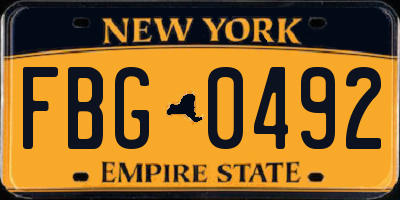 NY license plate FBG0492