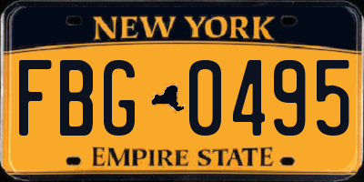 NY license plate FBG0495