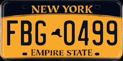 NY license plate FBG0499